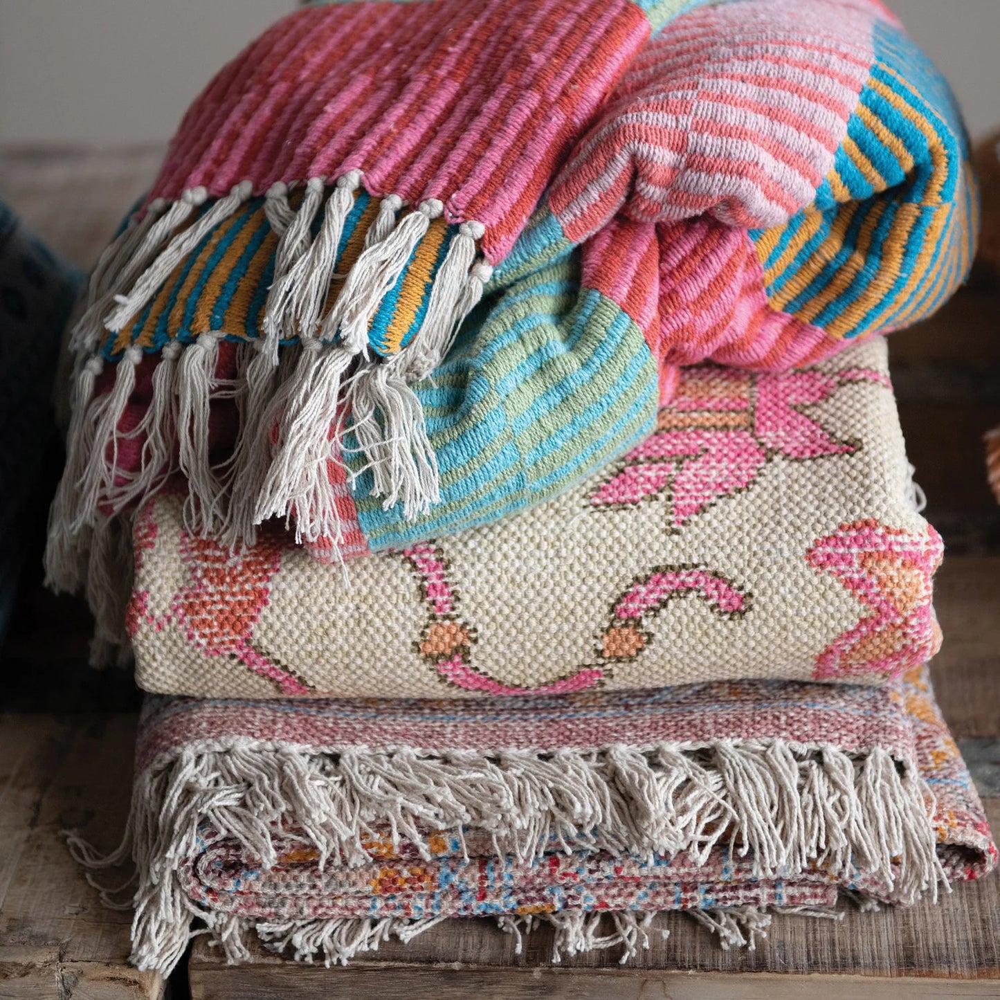 Striped Throw with Tassels