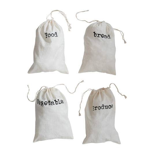 Reusable Drawstring Food Bag, 4 Styles