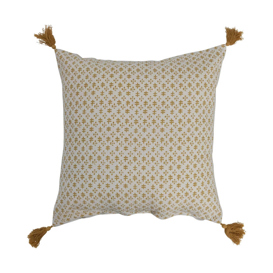 Cotton Pillow w/ Pattern & Tassels