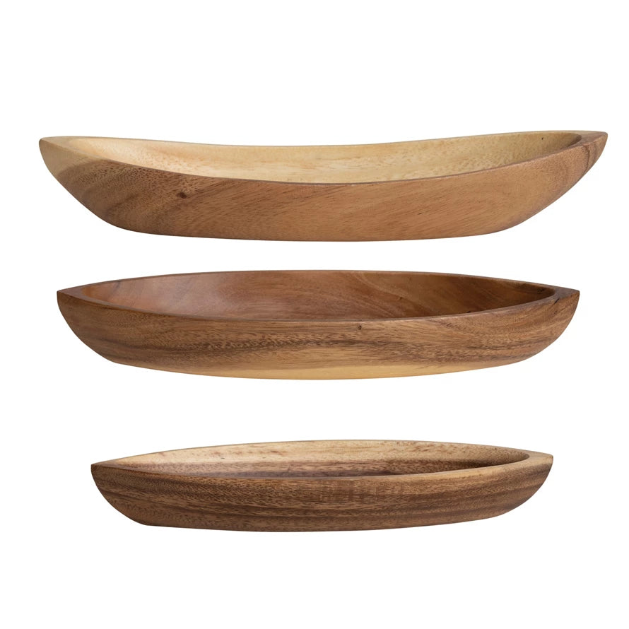 Acacia Wood Boat Shaped Bowls