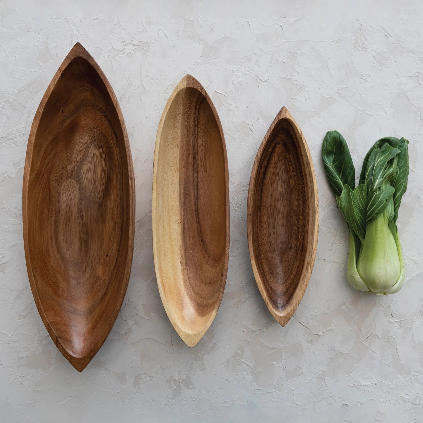 Acacia Wood Boat Shaped Bowls