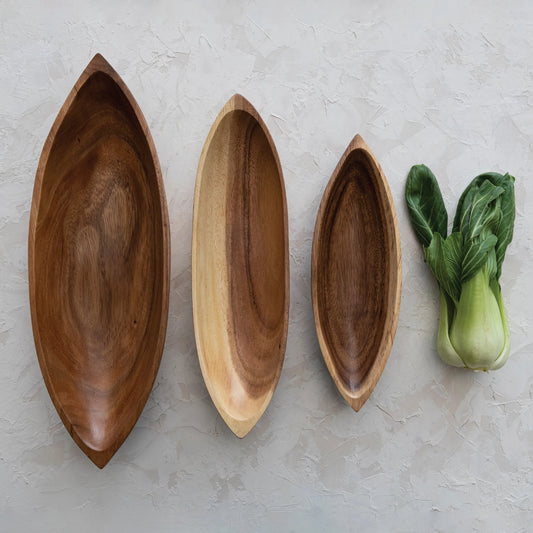 Acacia Wood Boat Shaped Bowls
