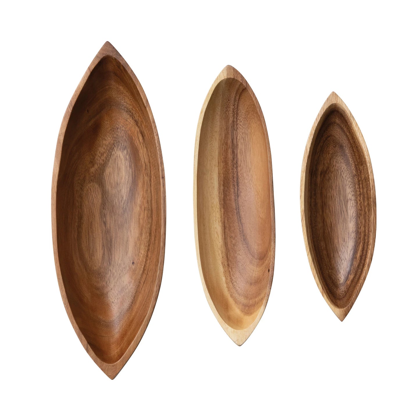 Acacia Wood Boat Shaped Bowls