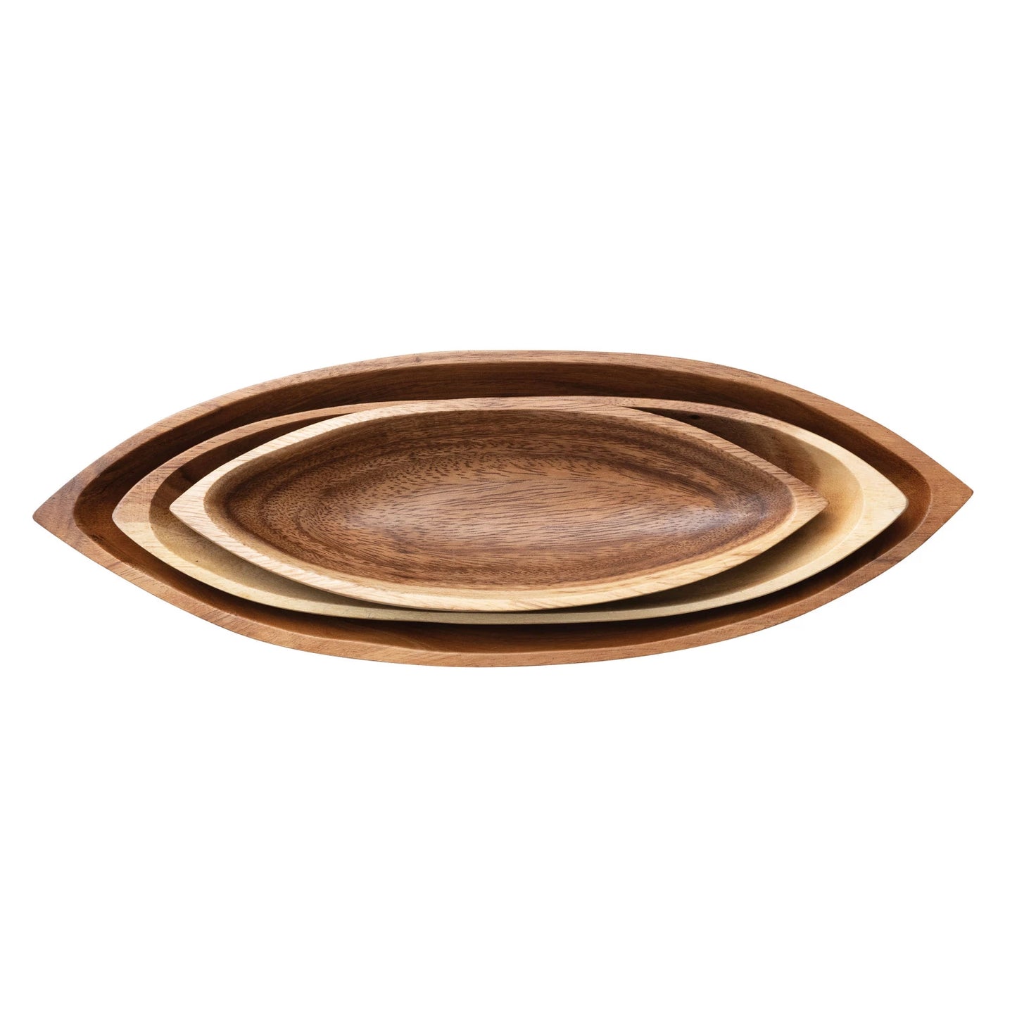 Acacia Wood Boat Shaped Bowls