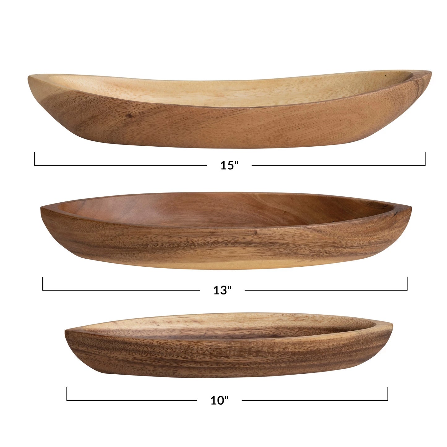 Acacia Wood Boat Shaped Bowls