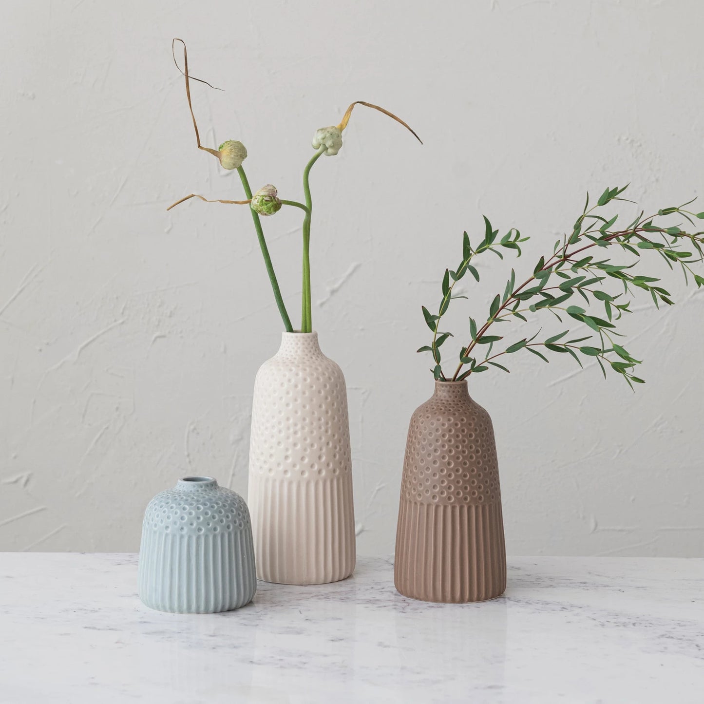 Debossed Stoneware Vases