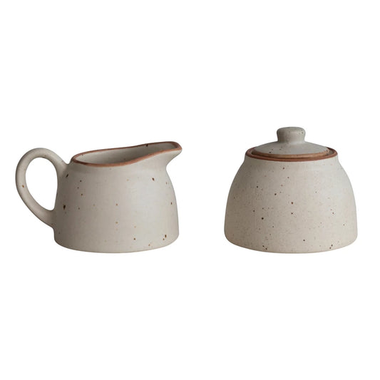 8 oz. Stoneware Creamer & 8 oz. Sugar Jar, Set of 2