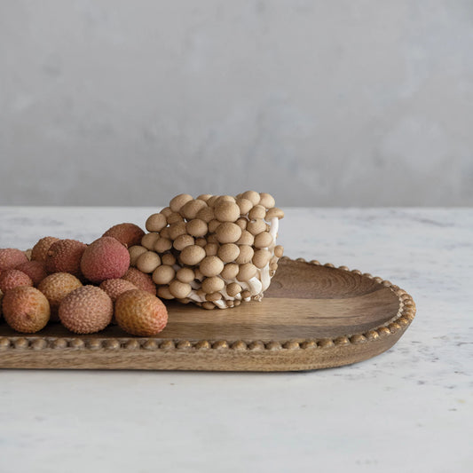 Mango Wood Tray with Wood Beads