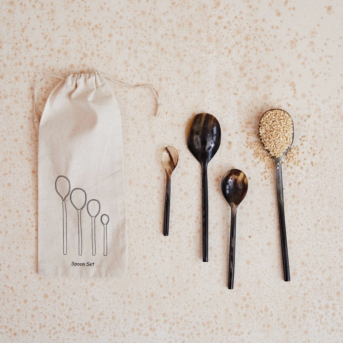 Natural Horn Measuring Spoons Set