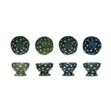 Two-Tone Hand-Painted Stoneware Footed Bowl