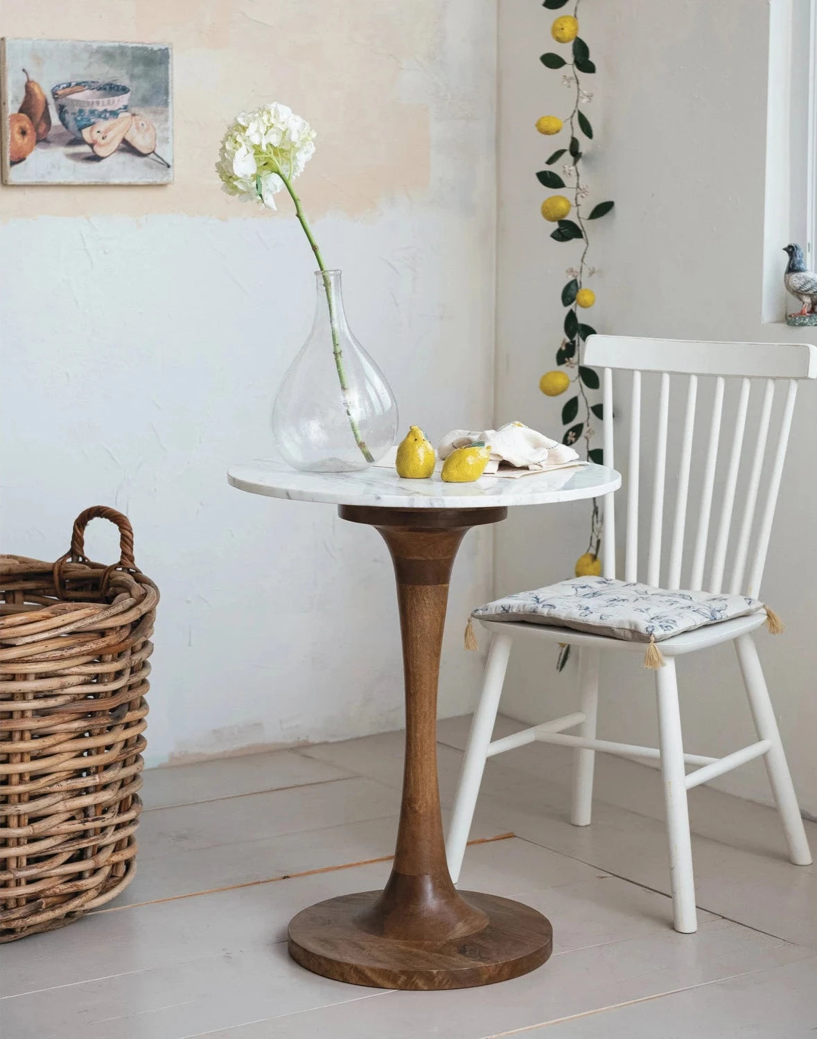 Mango Wood & Marble Tulip Table