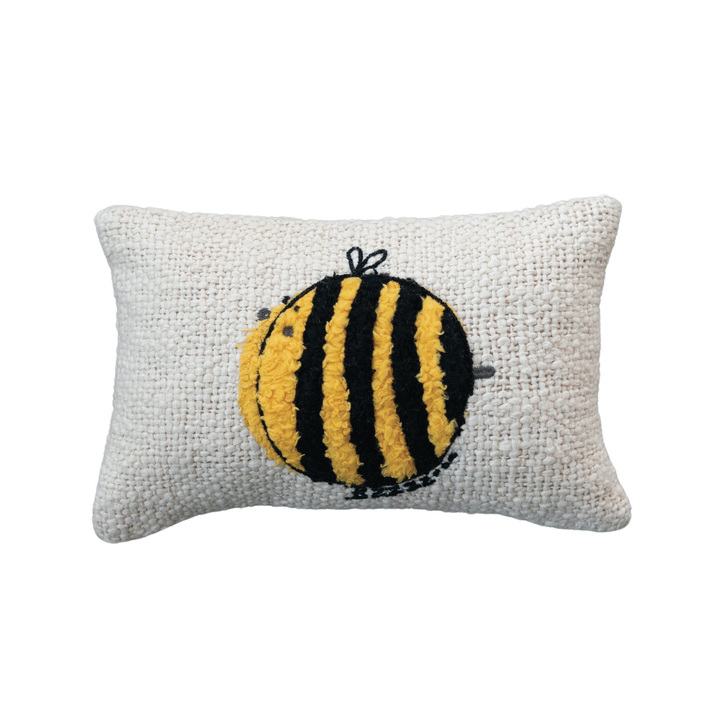 Embroidered Tufted Bee Pillow
