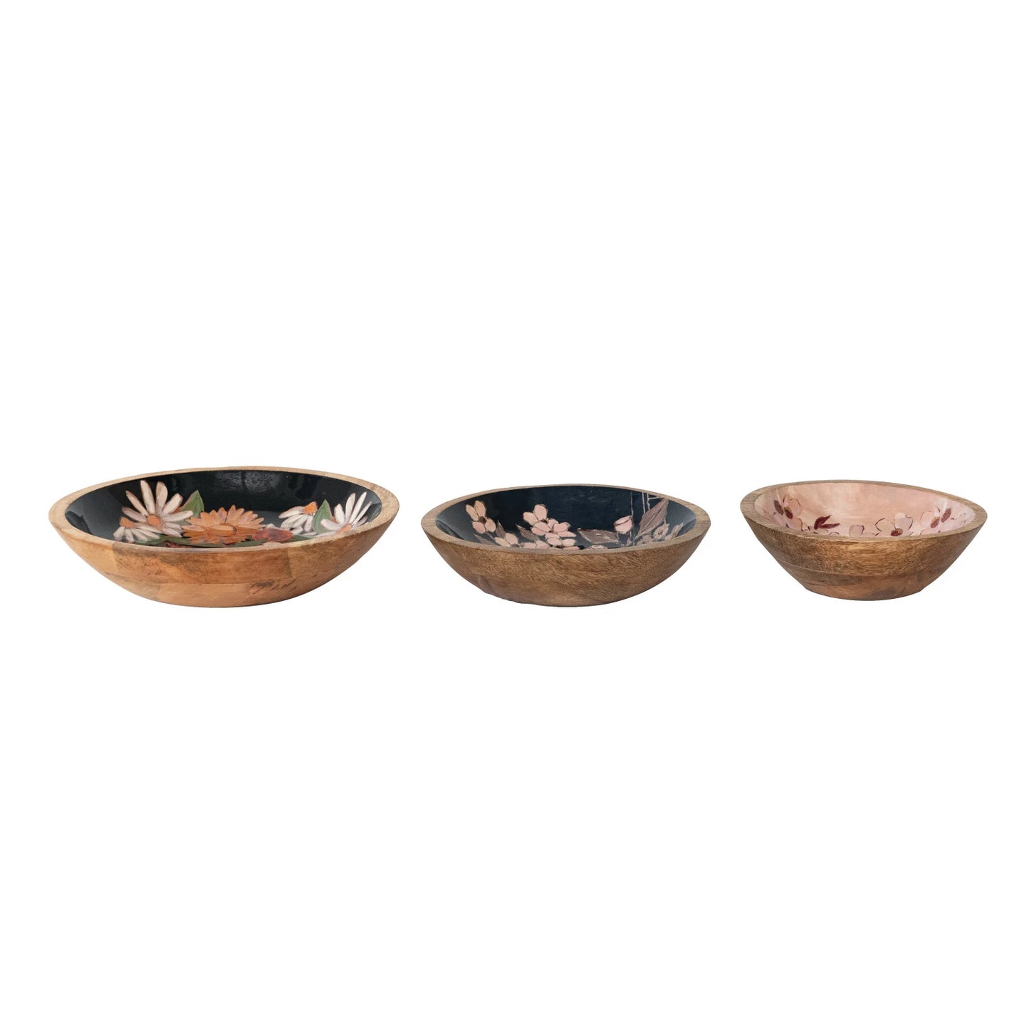 Enameled Mango Wood Bowls