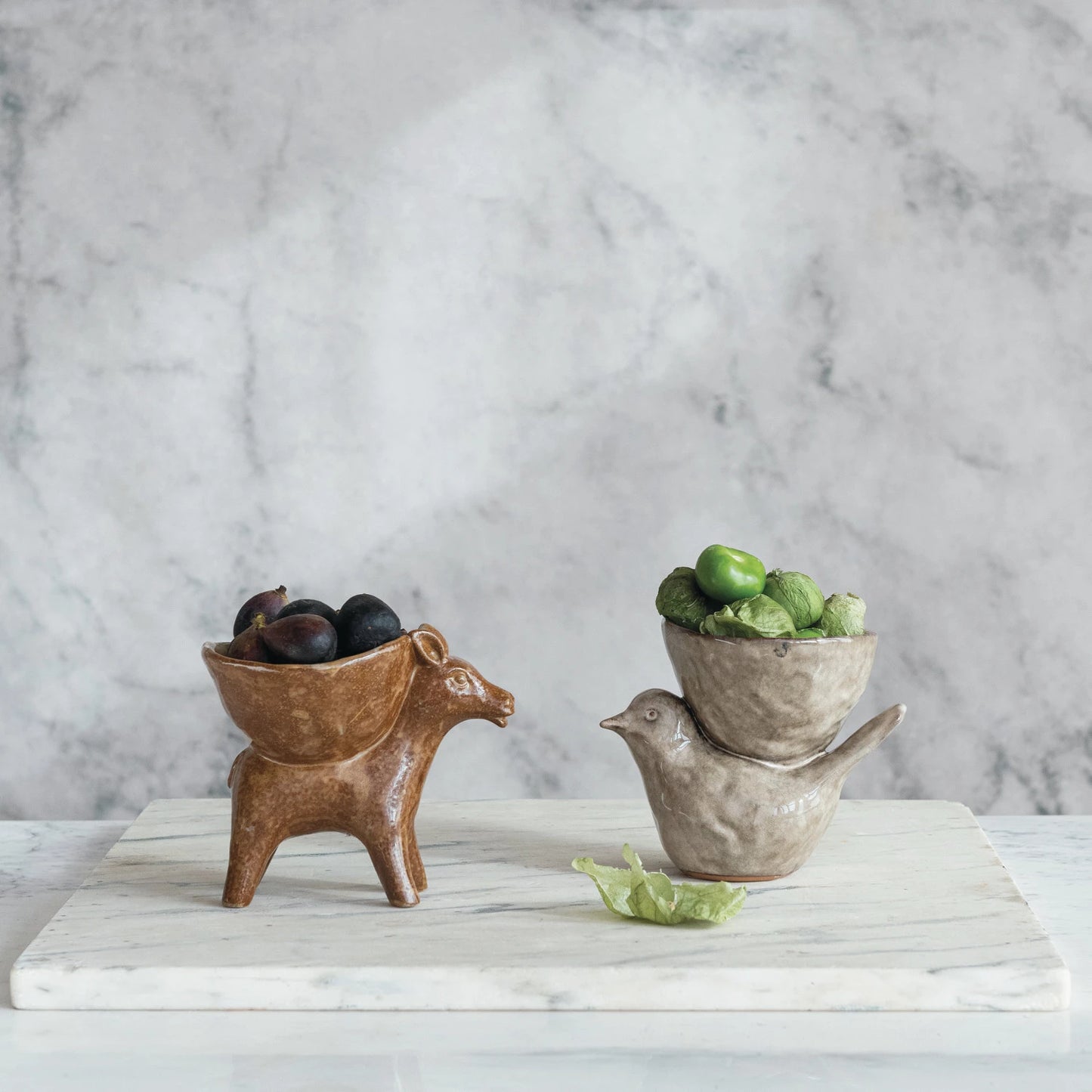 Stoneware Bird with Bowl