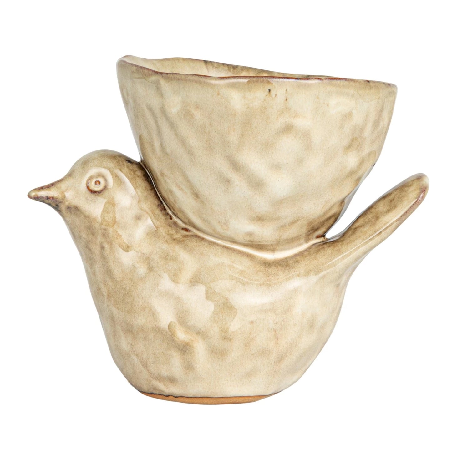 Stoneware Bird with Bowl