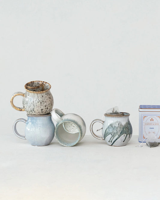 Stoneware Mug with Tea Bag Holder