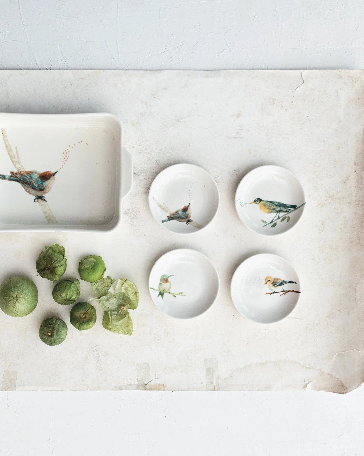 Stoneware Dish with Bird