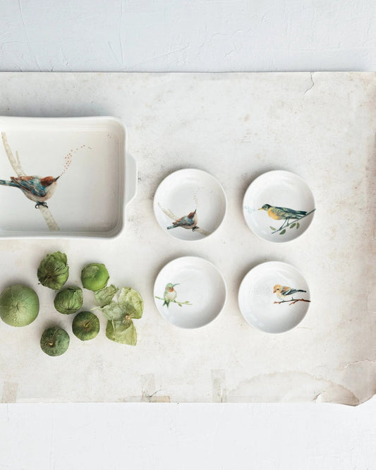 Stoneware Dish with Bird