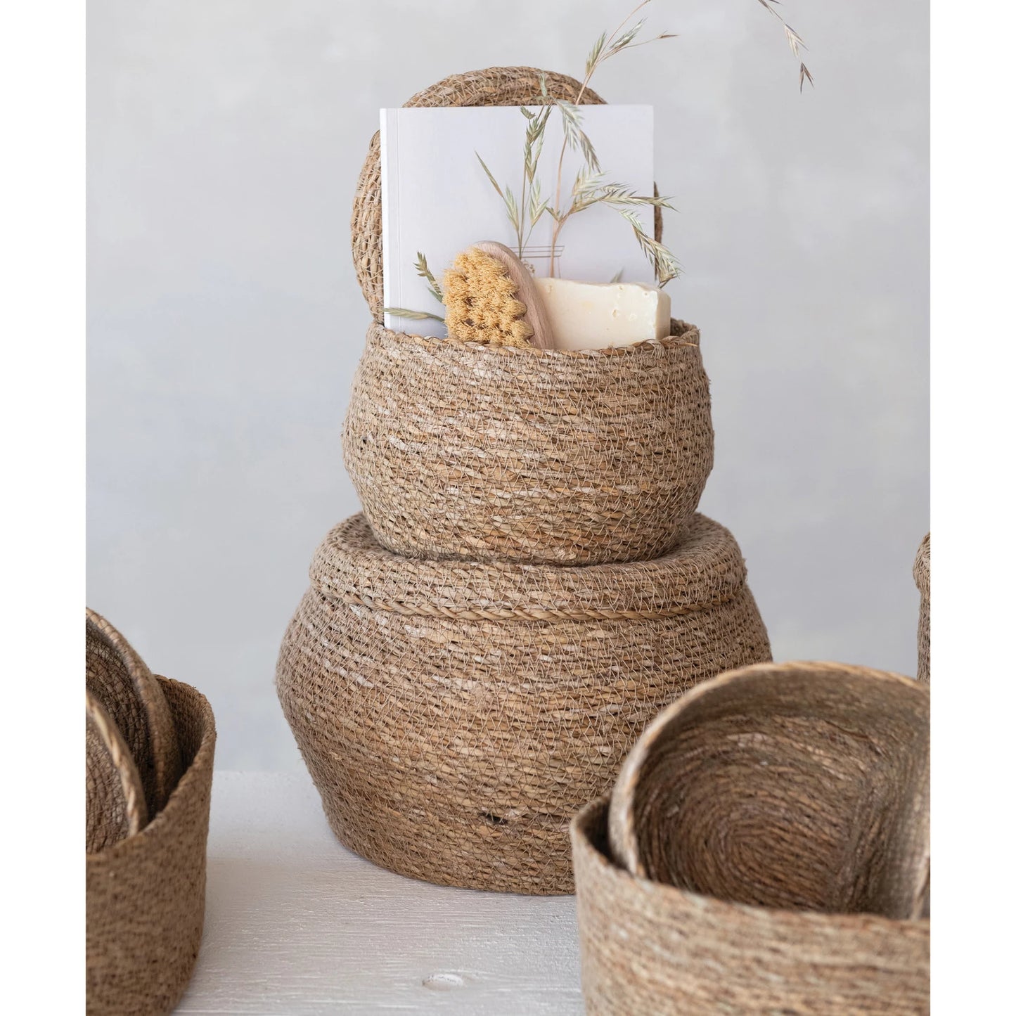 Seagrass Baskets with Lids