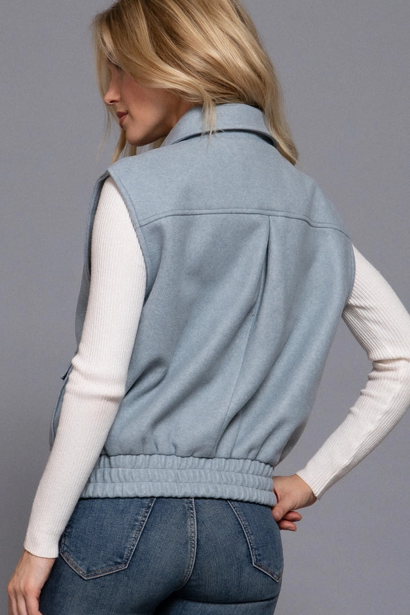 Notched Collar Soft Felt Vest