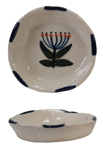 Hand-Painted Stoneware Dish