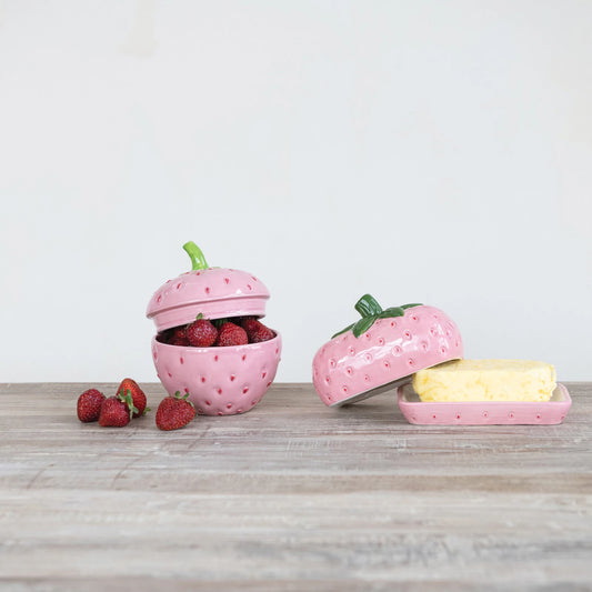 Strawberry Shaped Jar w/ Lid