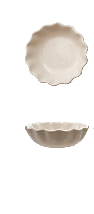 Stoneware Scalloped Shallow Bowl