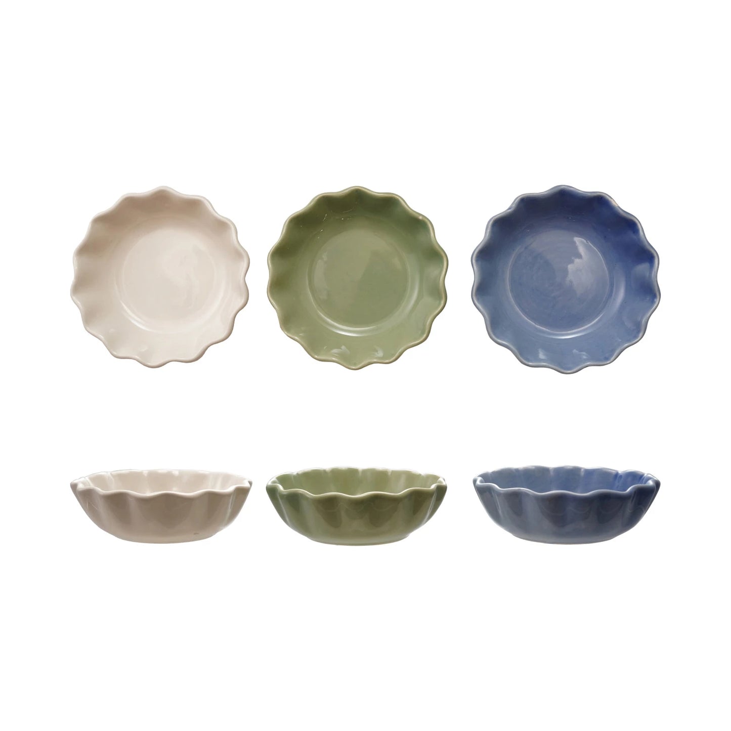 Stoneware Scalloped Shallow Bowl