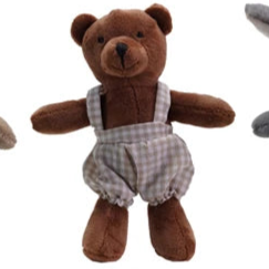 Plush Animal In Cotton Overalls