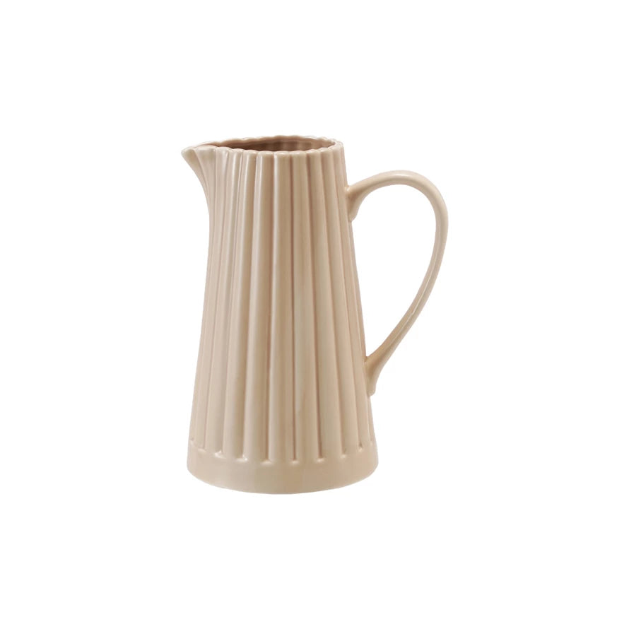 Stoneware Ribbed Pitcher
