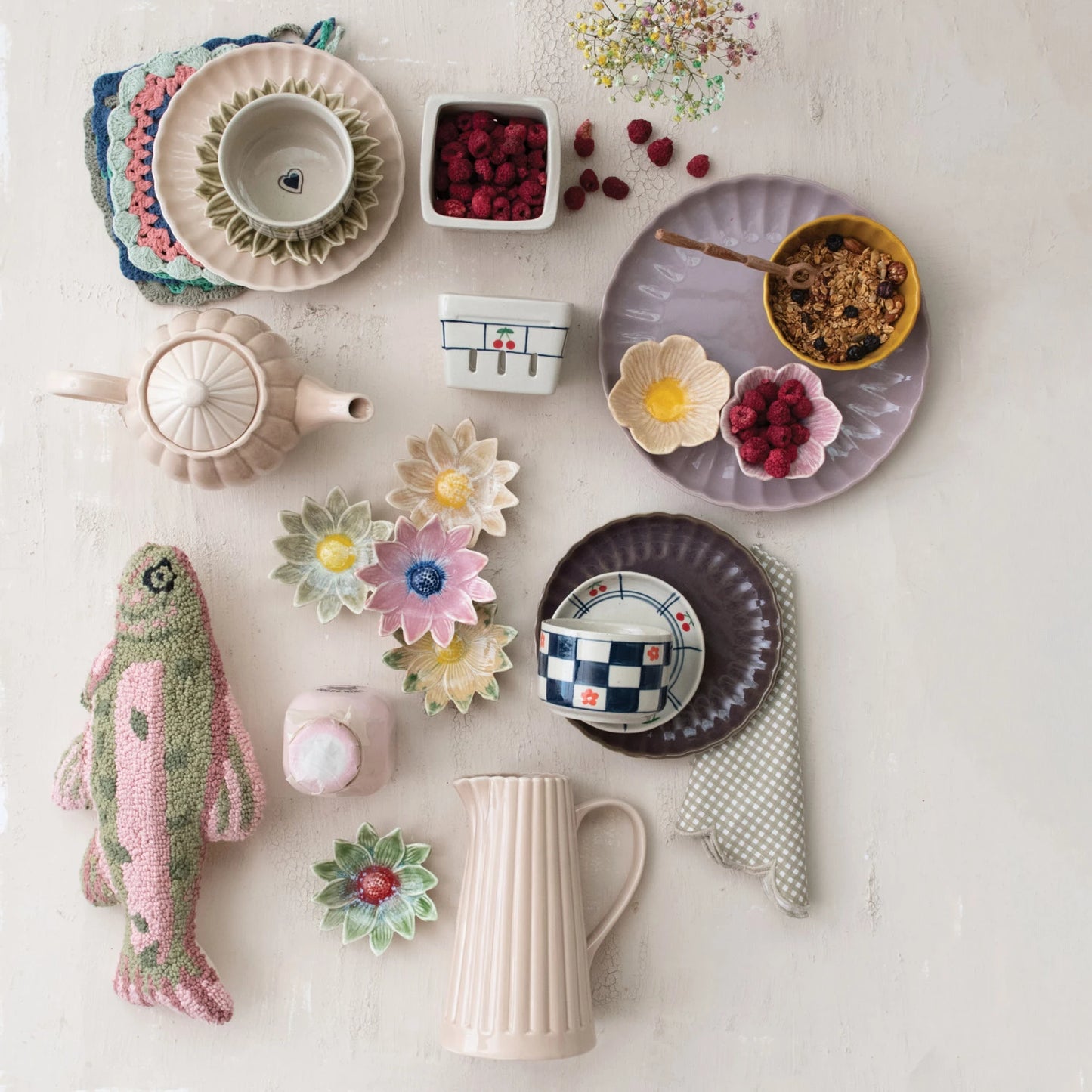 Stoneware Ribbed Pitcher