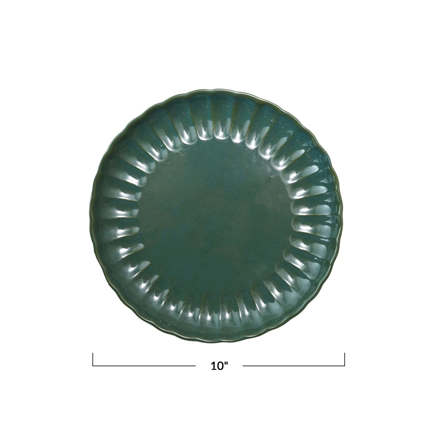 Green Stoneware Fluted Dishes