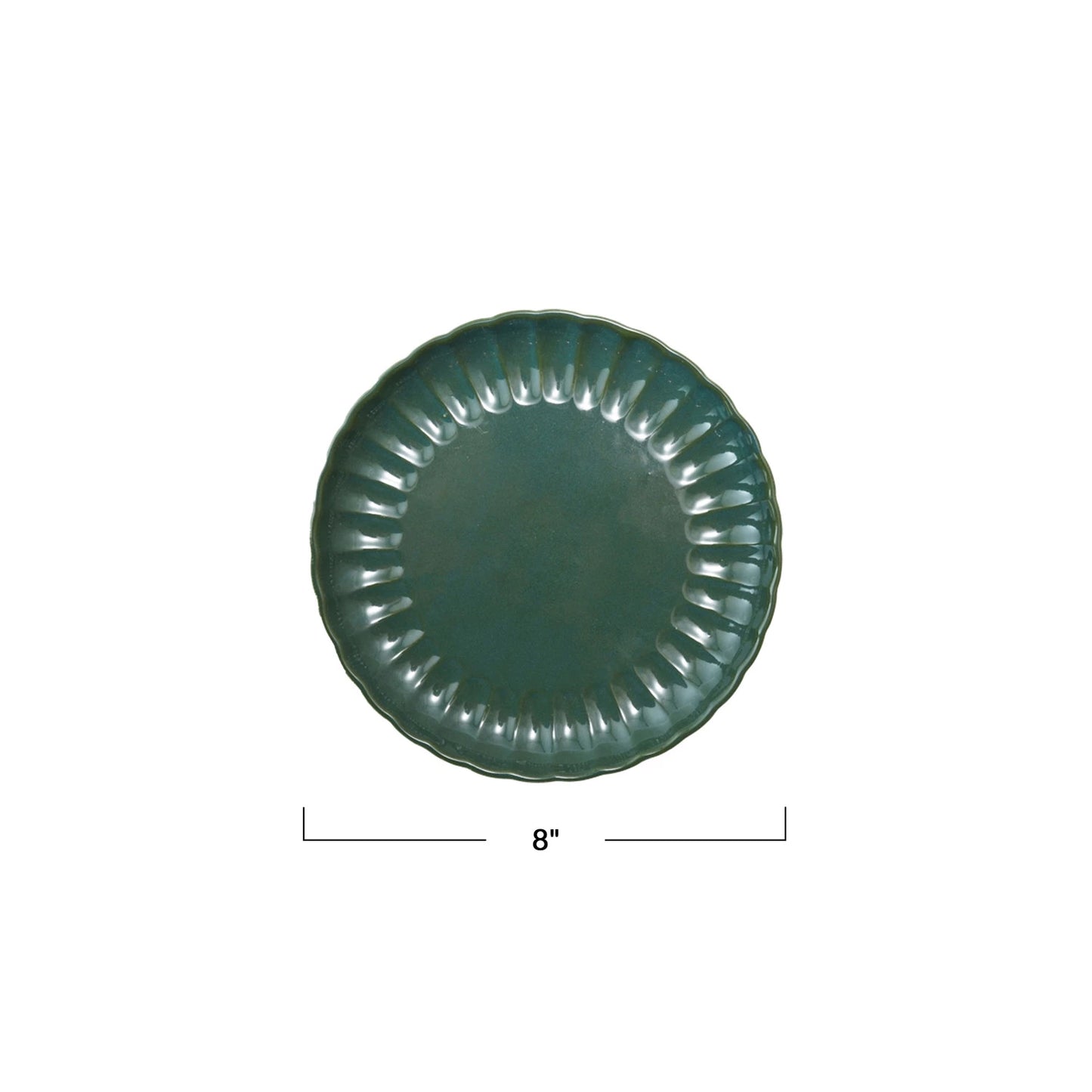 Green Stoneware Fluted Dishes