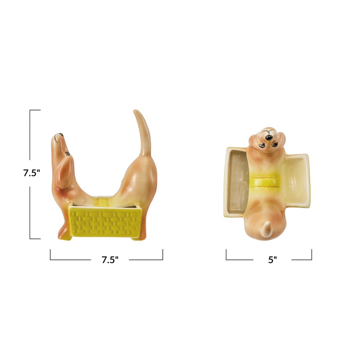 Dog Shaped Container/Planter w/ 2 Sections