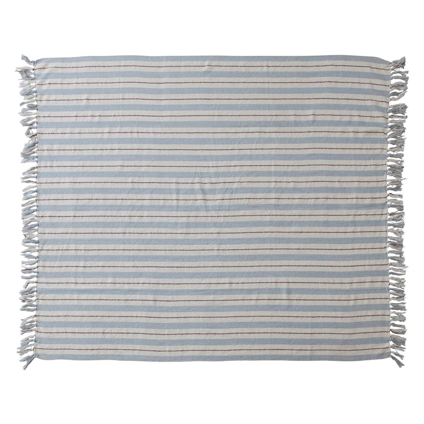 Cotton Blend Striped Throw w/ Fringe