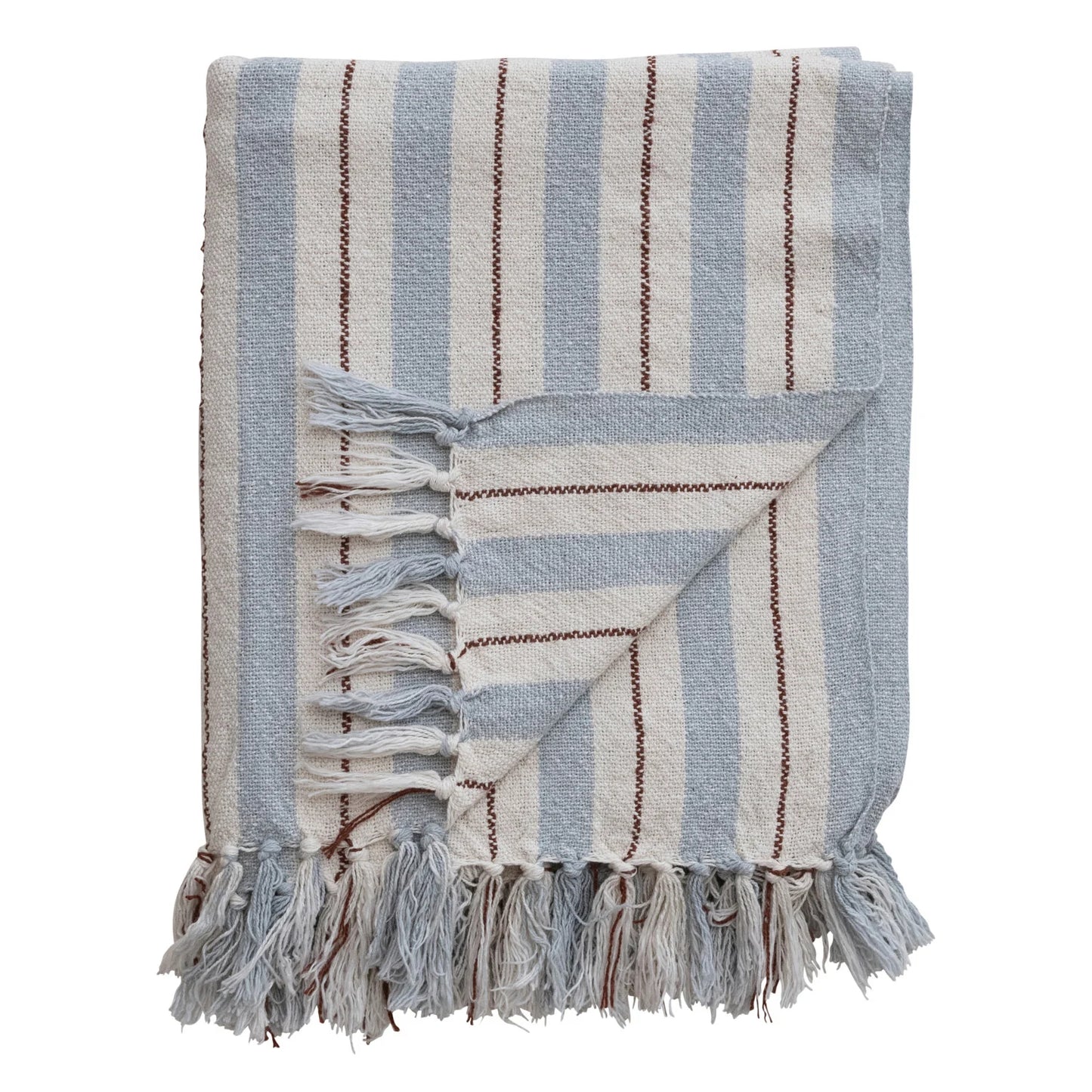 Cotton Blend Striped Throw w/ Fringe