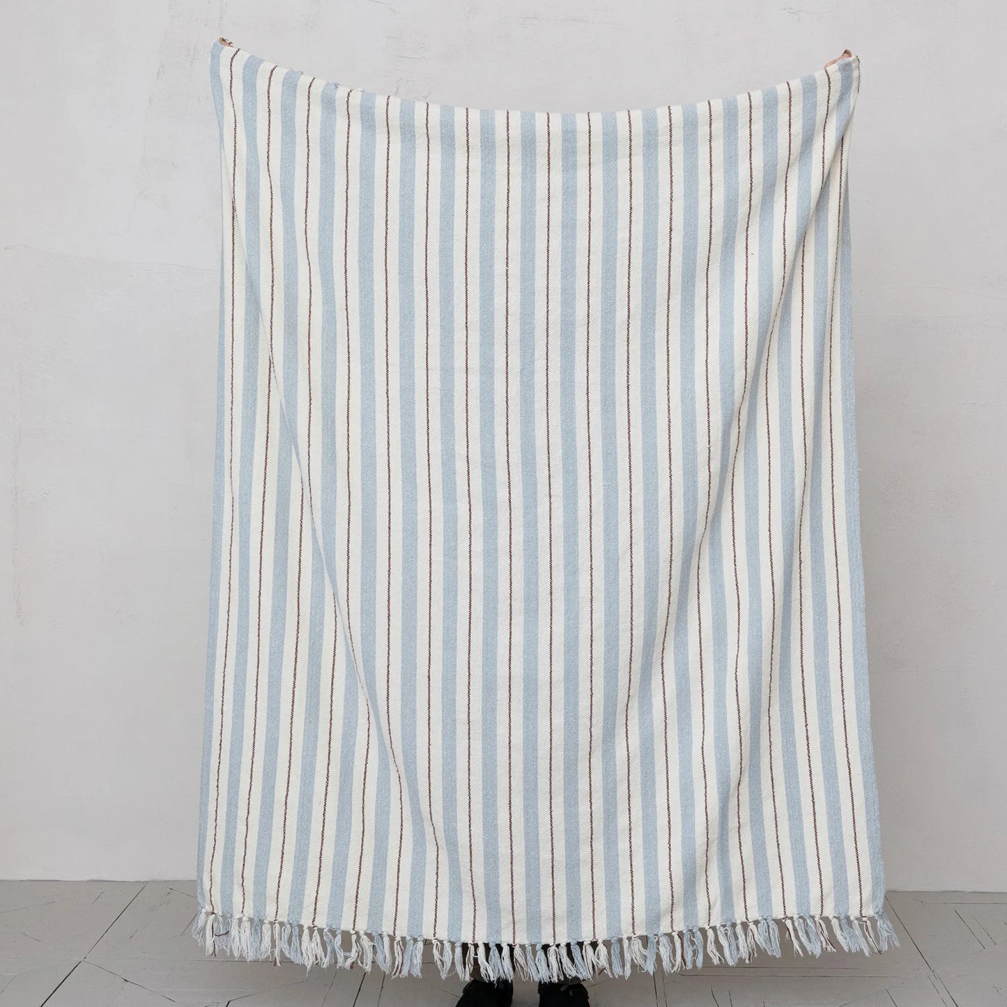 Cotton Blend Striped Throw w/ Fringe