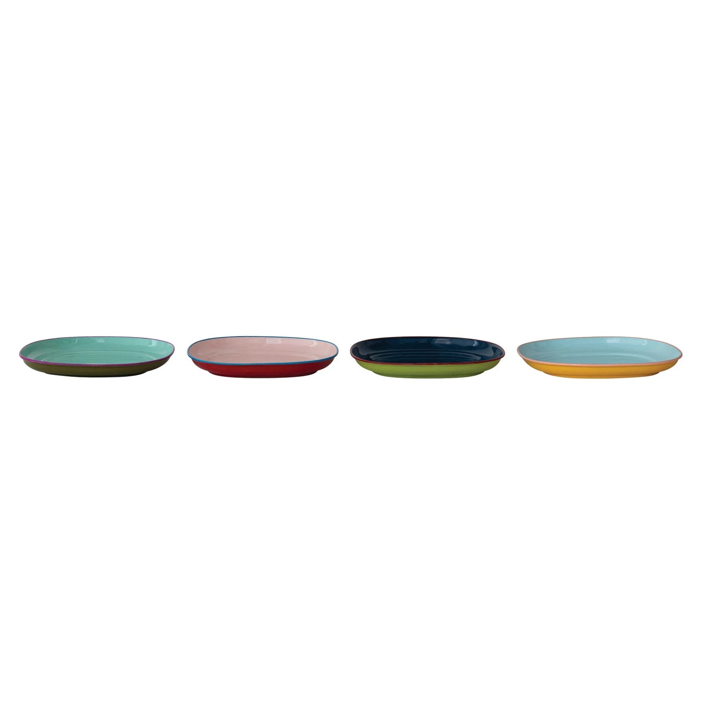 Enameled Stainless Steel Plate w/ Colored Edge