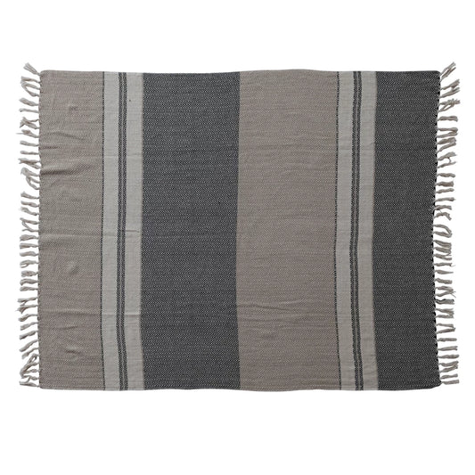 Woven Recycled Cotton Striped Throw