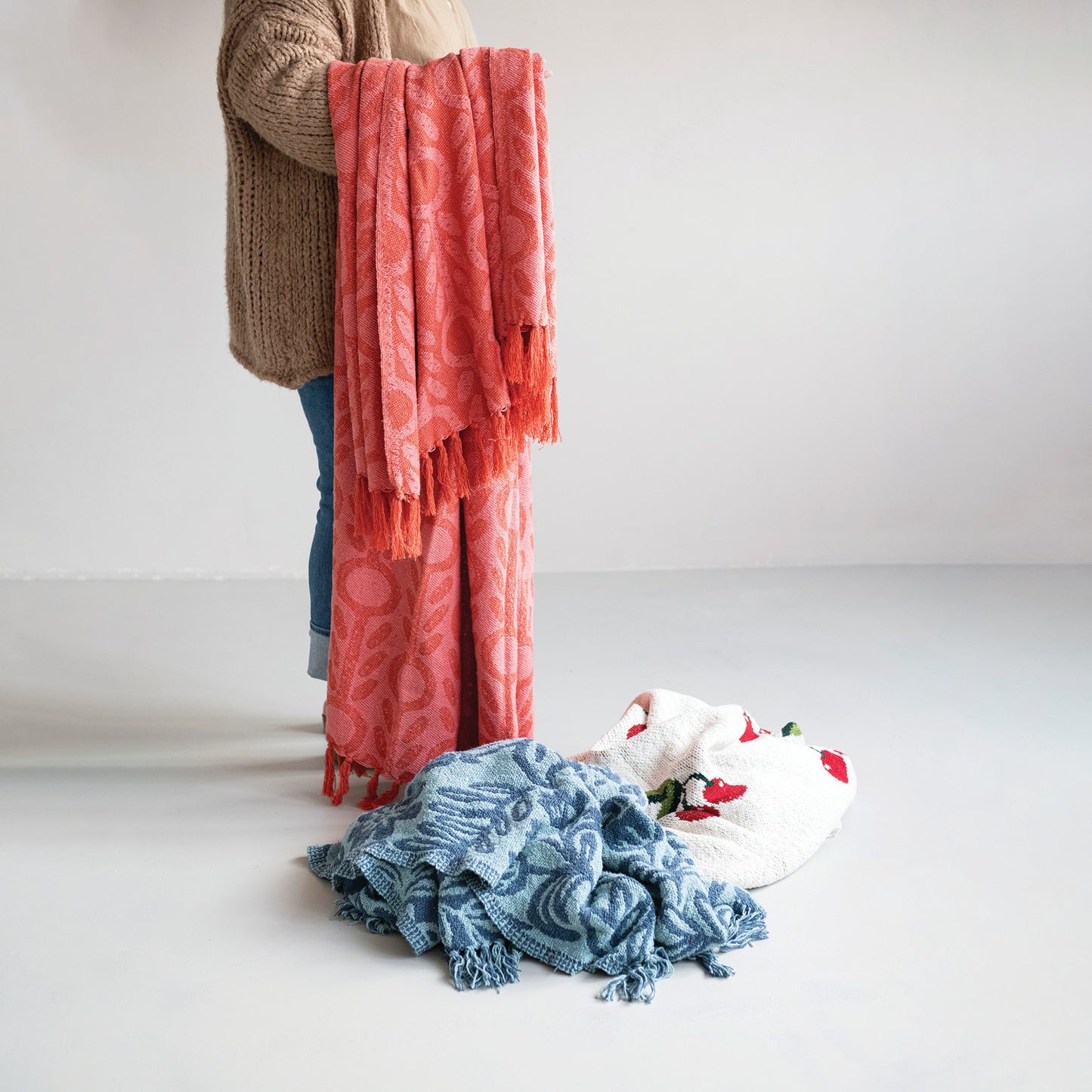 Woven Recycled Cotton Blend Jacquard Throw