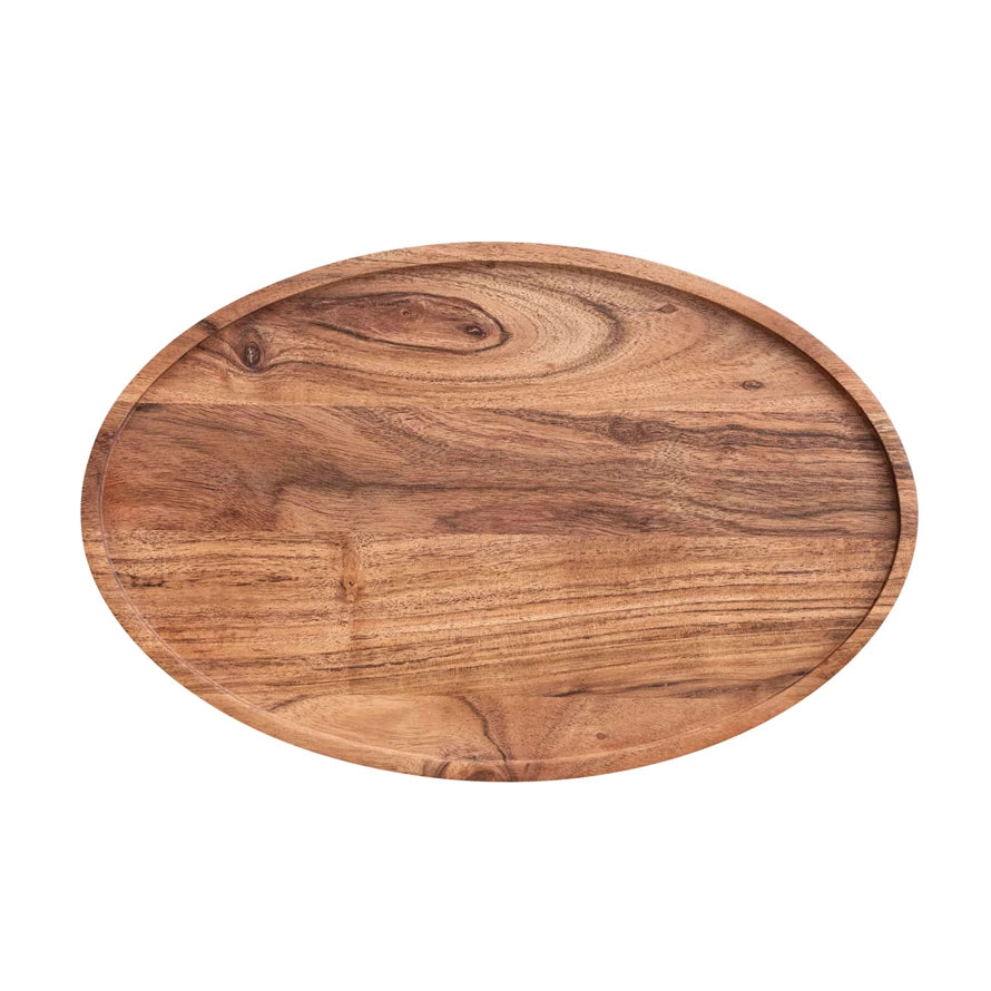 Oval Acacia Wood Tray, Natural