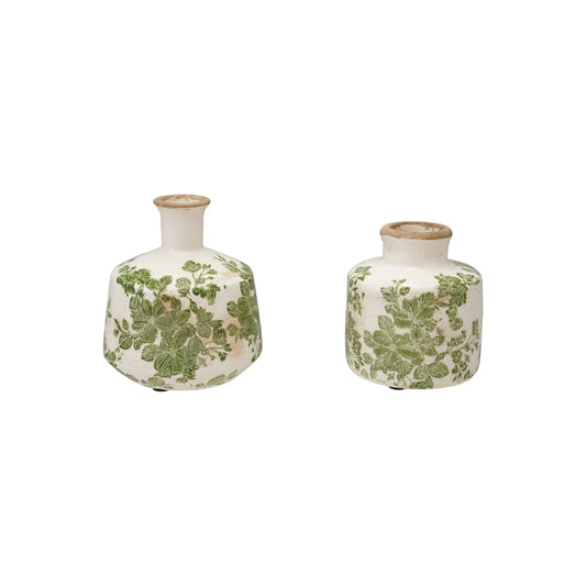 Stoneware Vase with Botanicals