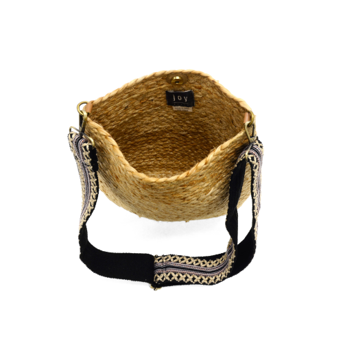 Jute Crossbody Bucket Bag