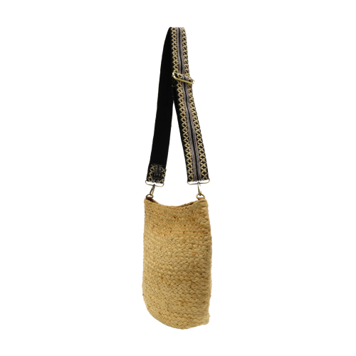 Jute Crossbody Bucket Bag