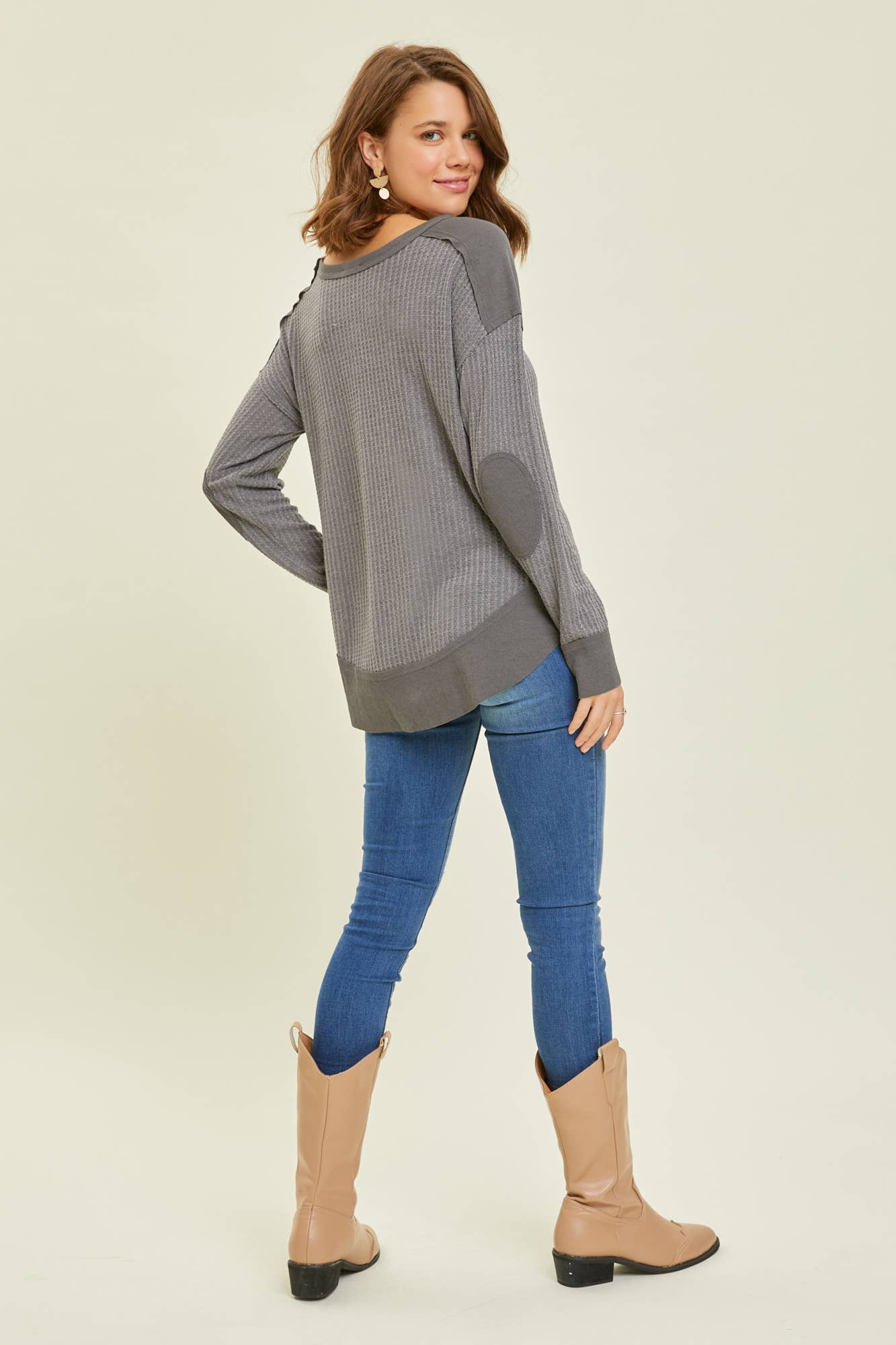 Thermal Layering V-Neck Top | Charcoal