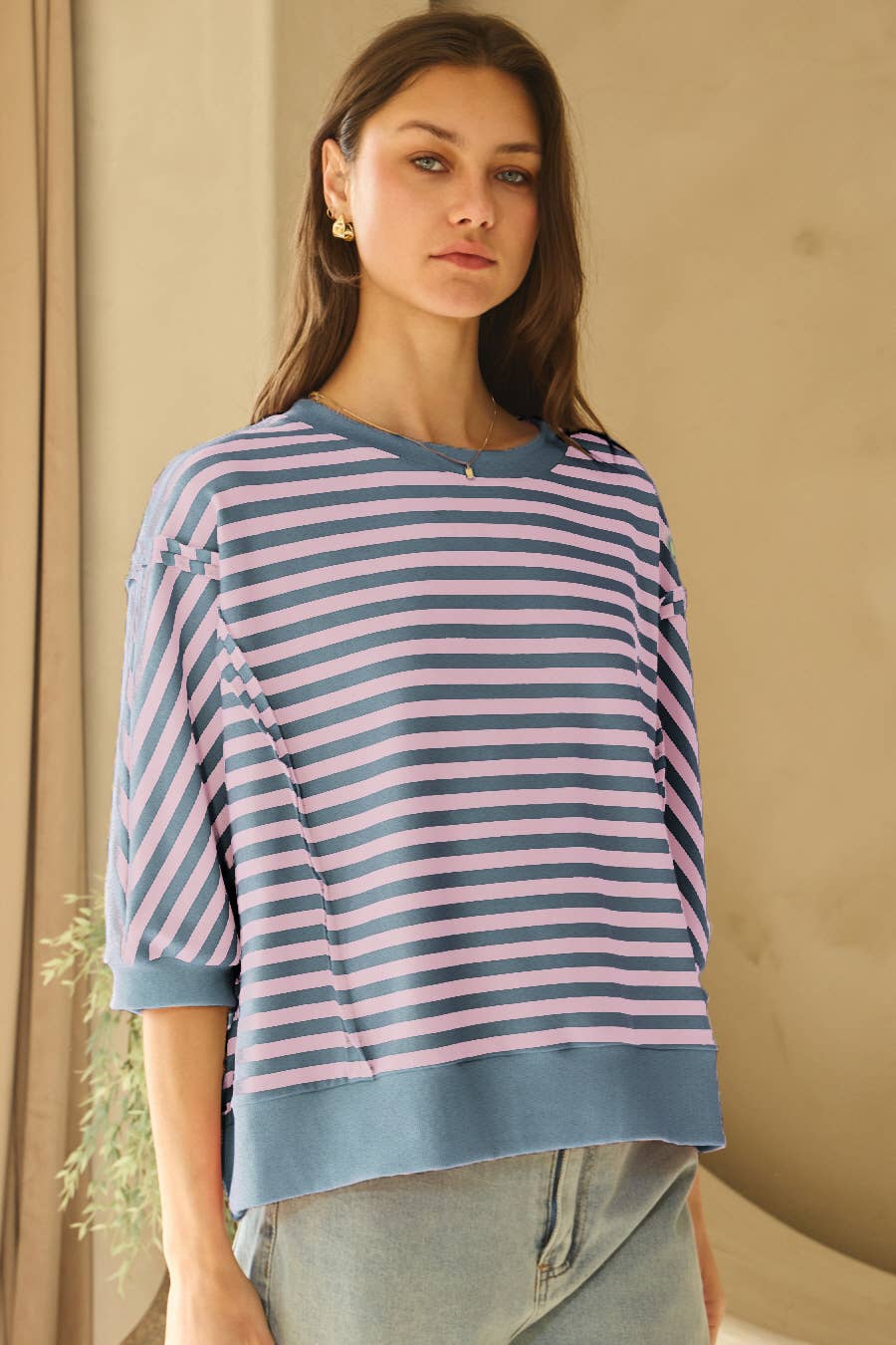 Boxy Striped Knit Top
