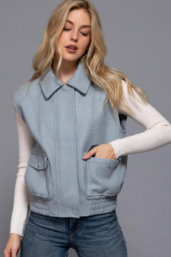 Notched Collar Soft Felt Vest