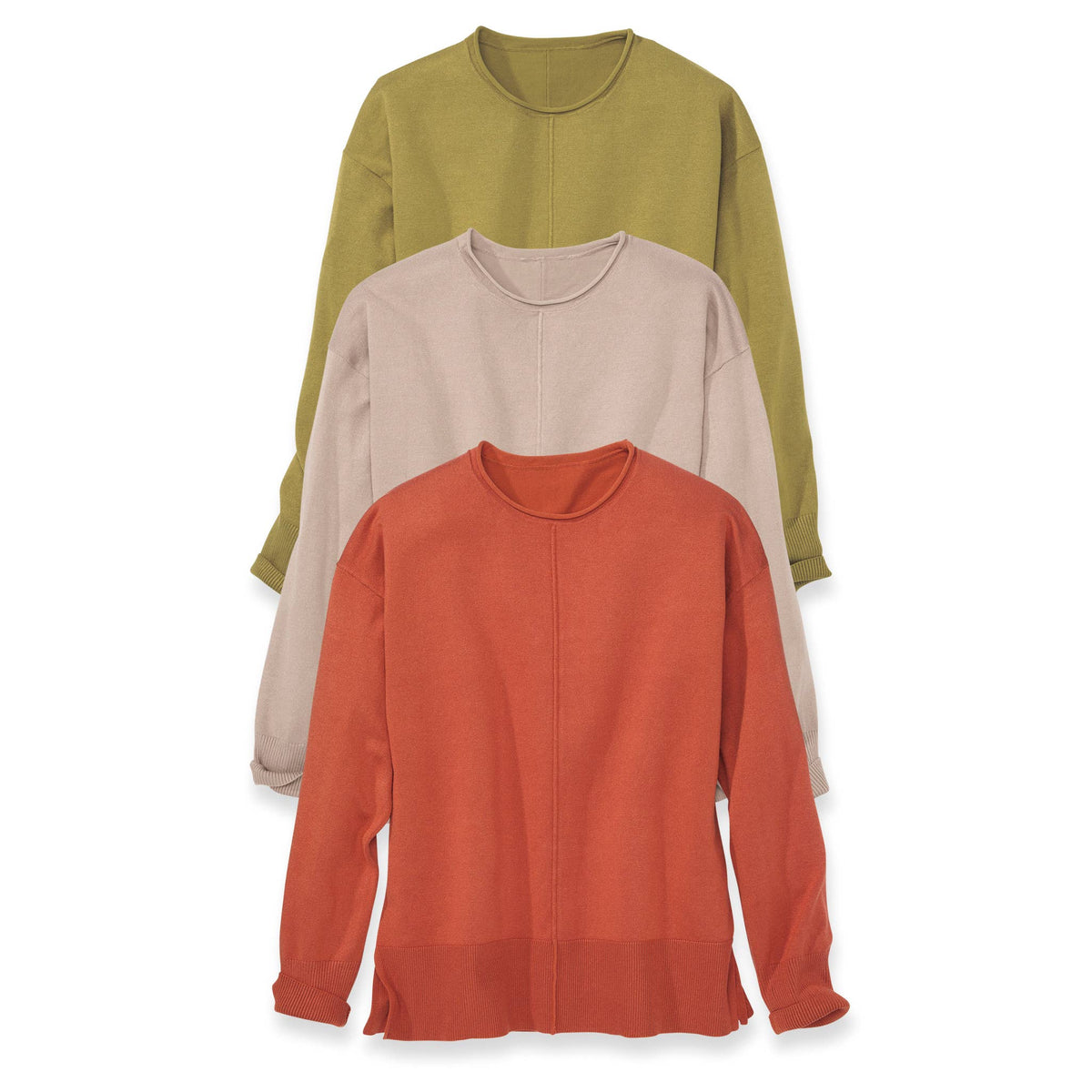 Rollneck Seamed Pullover Sweater
