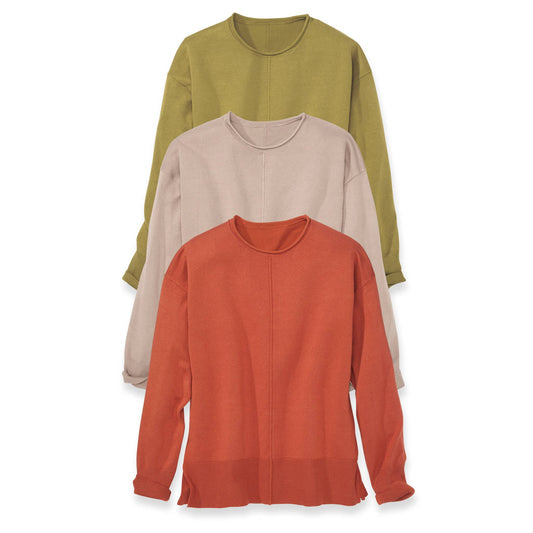 Rollneck Seamed Pullover Sweater