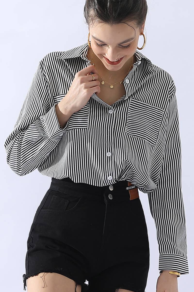 Striped Button Down Blouse